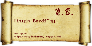 Mityin Berény névjegykártya